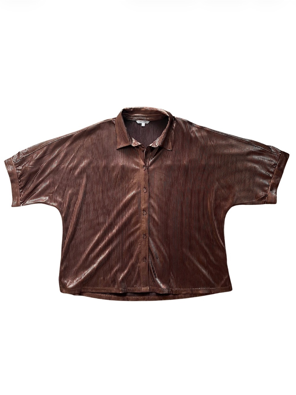NWT John Mark Women's Button-Up Blouse Metallic Brown L - Picture 6 of 7